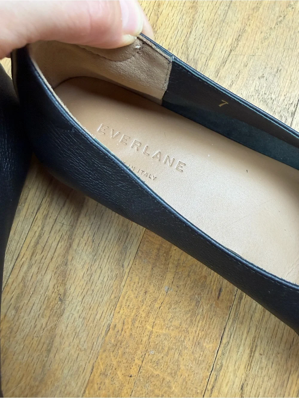 Everlane Black Leather Slip-On Ballet Flats